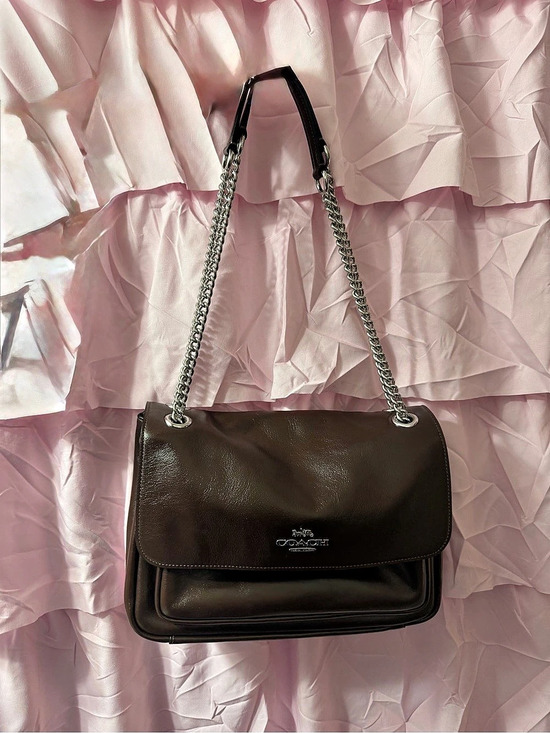 Coach Handbags - Coach Elodie Bag (Brown Crinkle Leather & Silver Hardware)